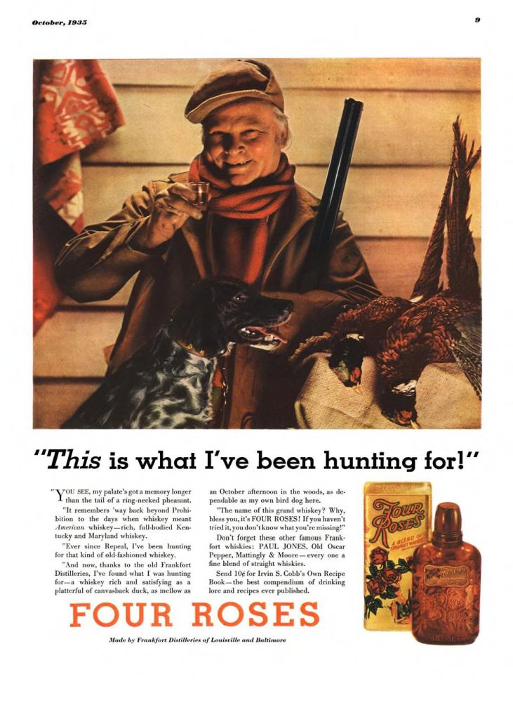 Four Roses Whiskey Print Ad from Esquire Magazine, 1935, 10-October, p.009