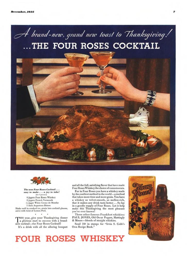 Four Roses Whiskey Print Ad from Esquire Magazine, 1935, 12-December, p.007