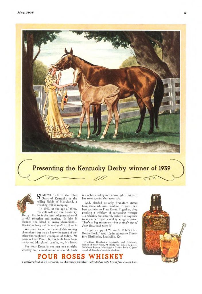 Four Roses Whiskey Print Ad from Esquire Magazine, 1936, 05-May, p.009