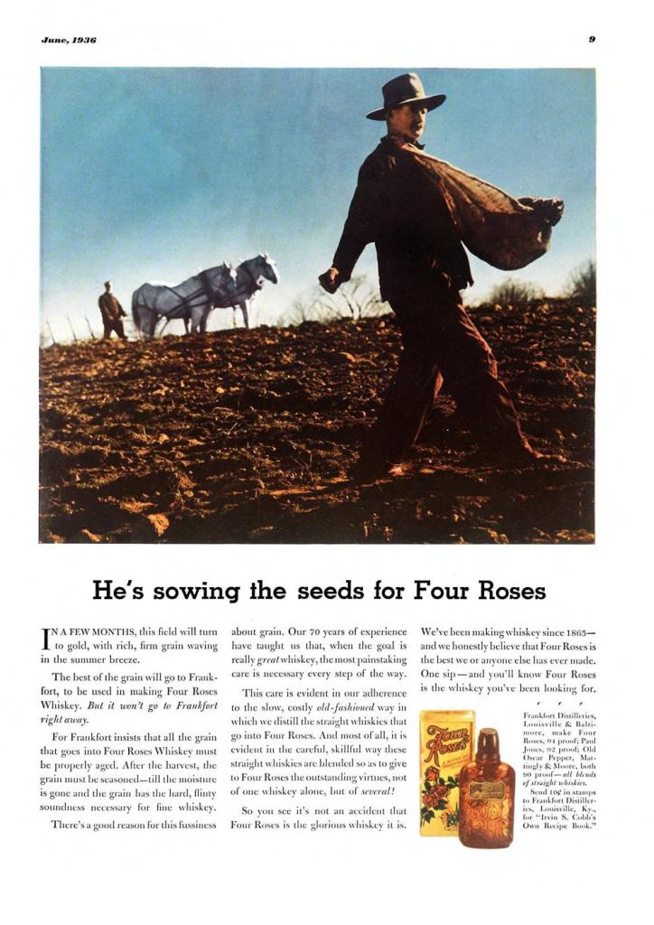 Four Roses Whiskey Print Ad from Esquire Magazine, 1936, 06-June, p.009