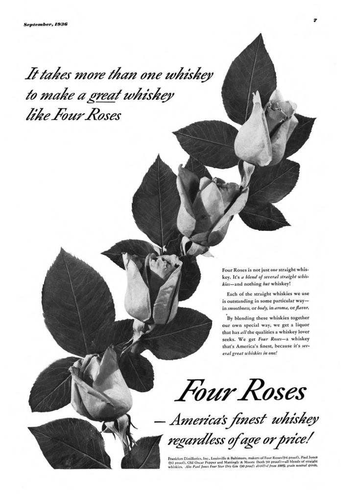 Four Roses Whiskey Print Ad from Esquire Magazine, 1936, 09-September, p.007