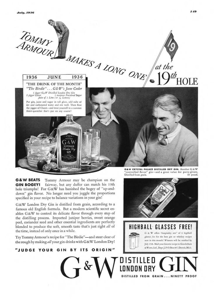 G&W Gin Print Ad from Esquire Magazine, 1936, 07-July, p.149