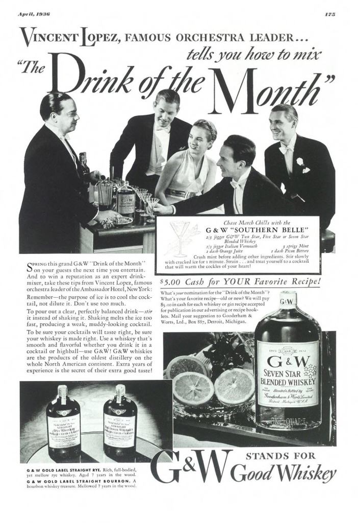 G&W Whiskey Print Ad from Esquire Magazine, 1936, 04-April, p.175