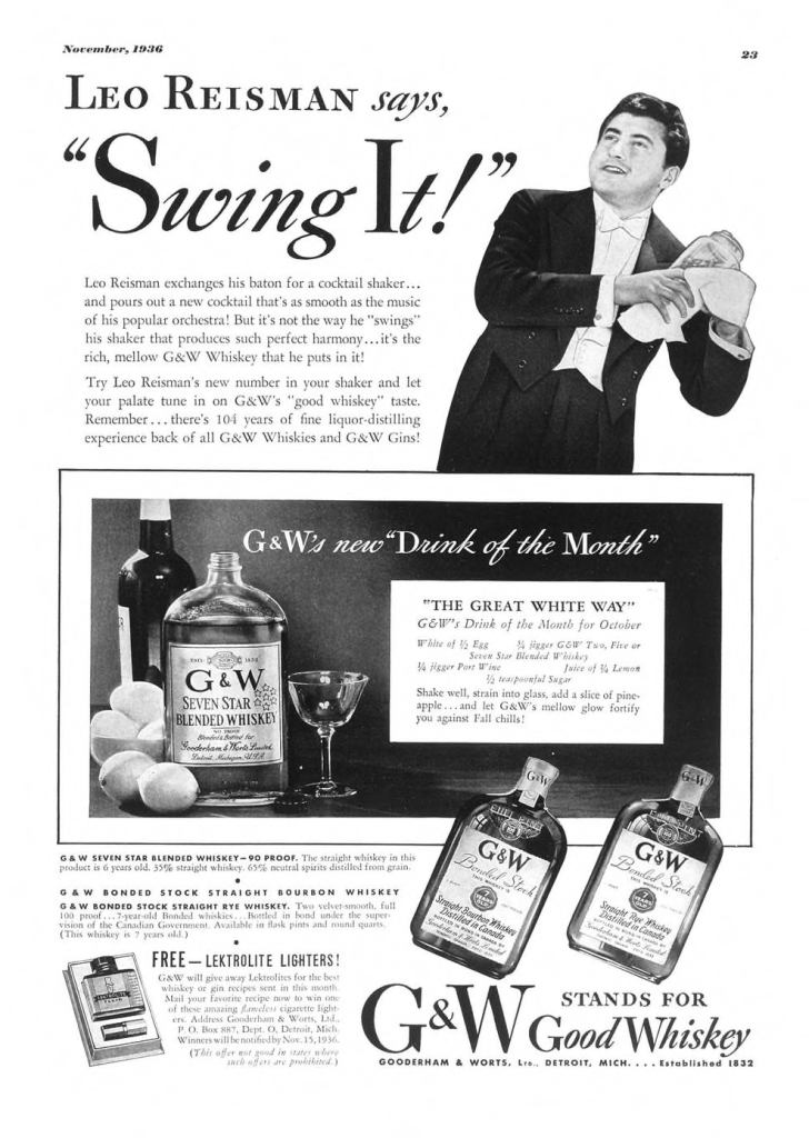 G&W Whiskey Print Ad from Esquire Magazine, 1936, 11-November, p.023