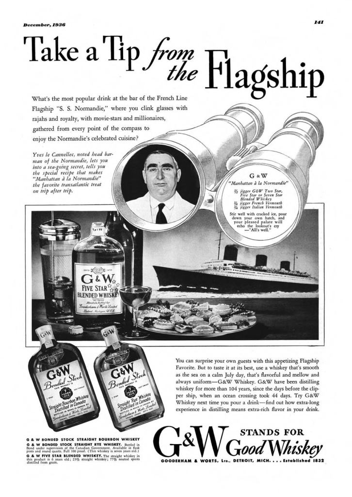 G&W Whiskey Print Ad from Esquire Magazine, 1936, 12-December, p.141