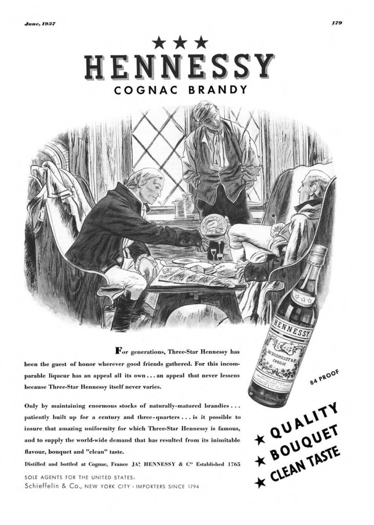 Hennessy Cognac, Brandy Print Ad from Esquire Magazine, 1937, 06-June, p.179