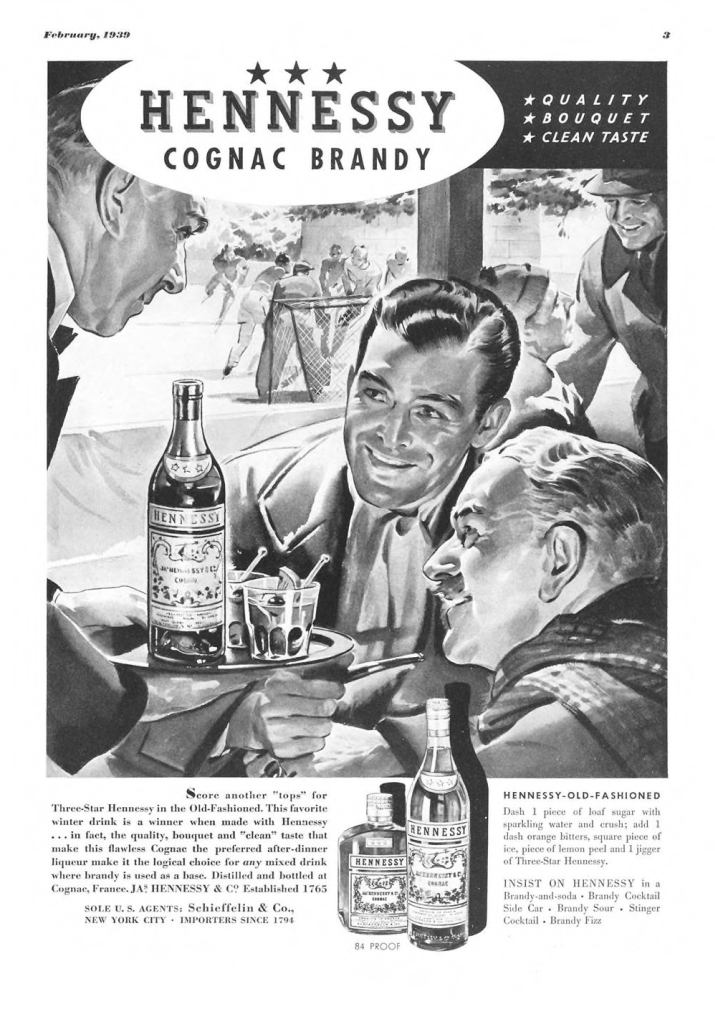 Hennessy Cognac, Brandy Print Ad from Esquire Magazine, 1939, 02-February, p.003