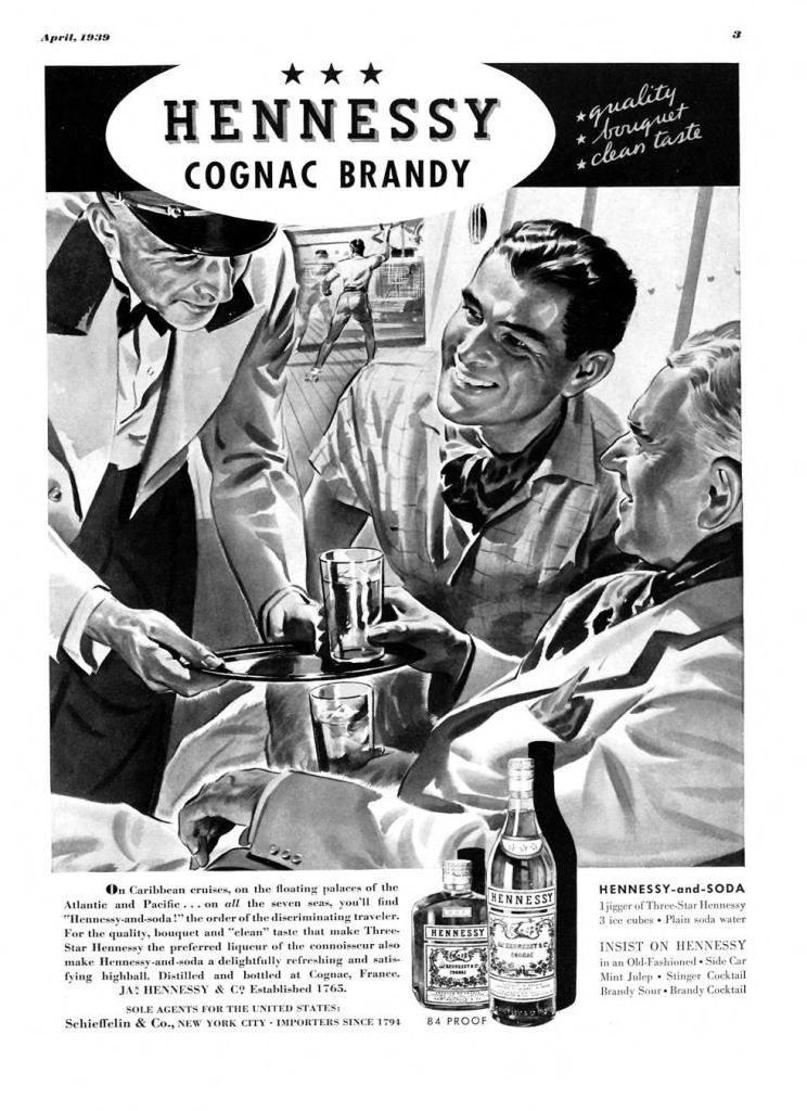 Hennessy Cognac, Brandy Print Ad from Esquire Magazine, 1939, 04-April, p.003