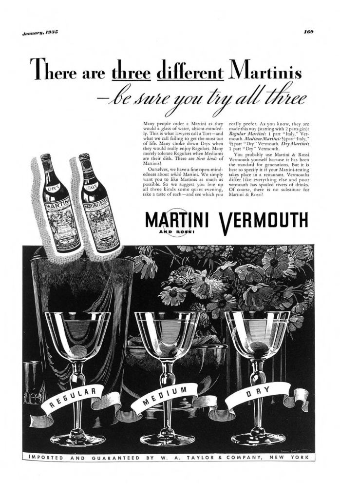 Martini & Rossi Vermouth Print Ad from Esquire Magazine, 1935, 01-January, p.169