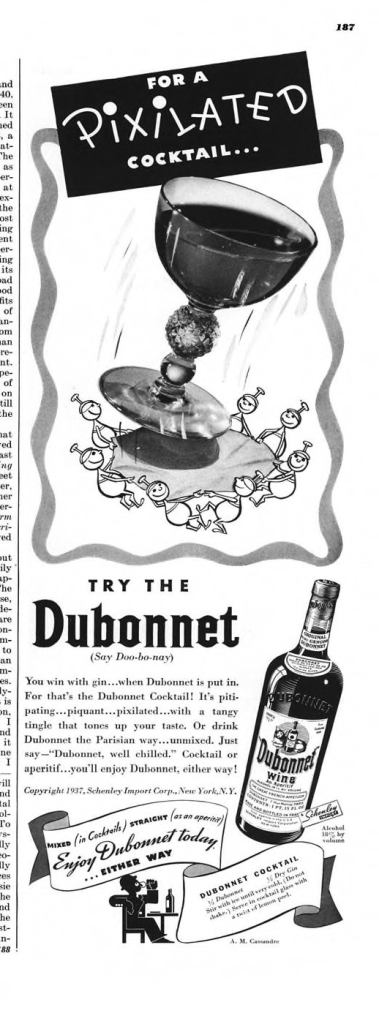 Dubonnet Aperitif Wine Print Ad from Esquire Magazine, 1937, 10-October, p.187