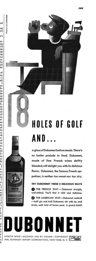 Dubonnet Aperitif Wine Print Ad from Esquire Magazine, 1938, 11-November, p.101