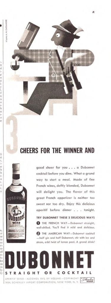 Dubonnet Aperitif Wine Print Ad from Esquire Magazine, 1939, 03-March, p.018E