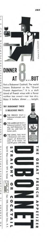 Dubonnet Aperitif Wine Print Ad from Esquire Magazine, 1940, 05-May, p.183