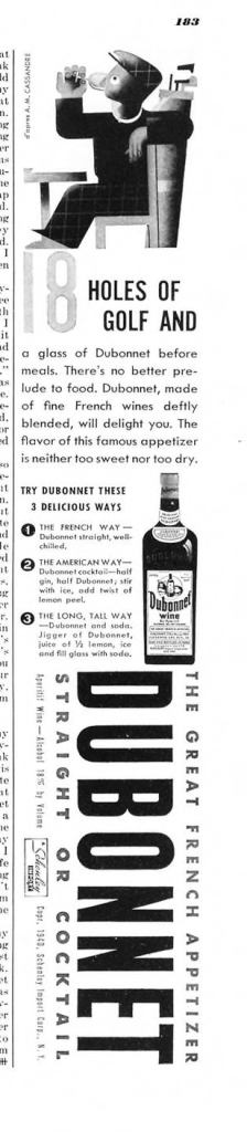 Dubonnet Aperitif Wine Print Ad from Esquire Magazine, 1940, 07-July, p.183