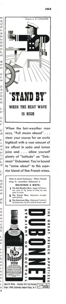 Dubonnet Aperitif Wine Print Ad from Esquire Magazine, 1940, 08-August, p.163