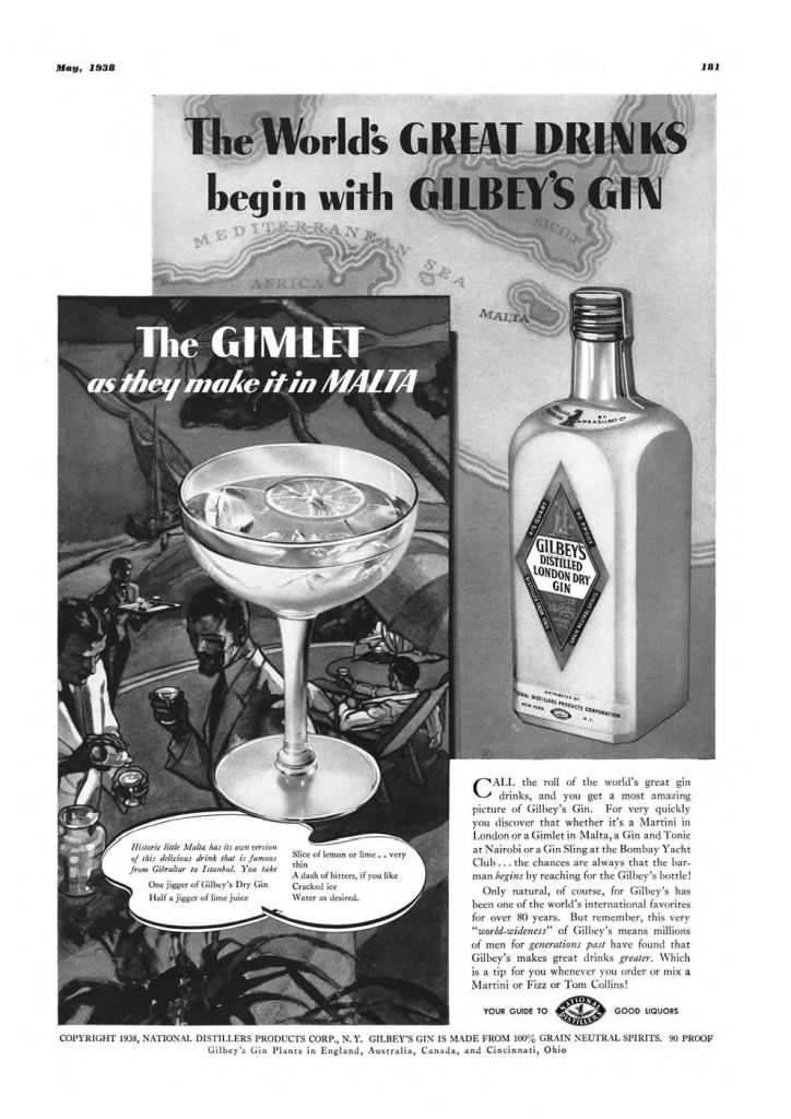 Gilbeys London Dry Gin Print Ad from Esquire Magazine, 1938, 05-May, p.181