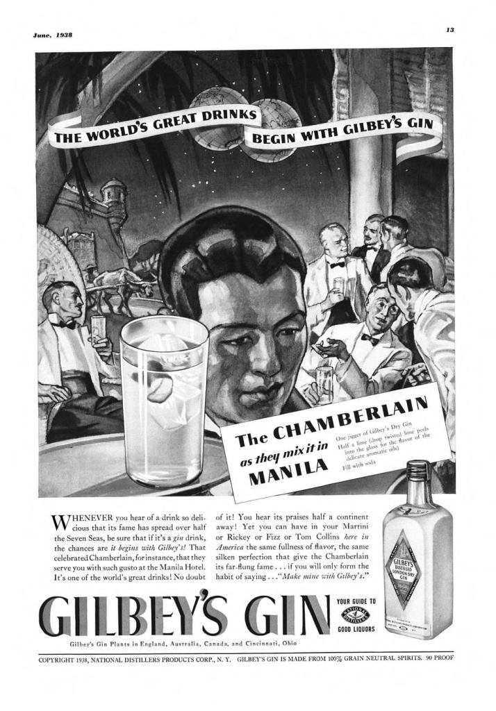 Gilbeys London Dry Gin Print Ad from Esquire Magazine, 1938, 06-June, p.013