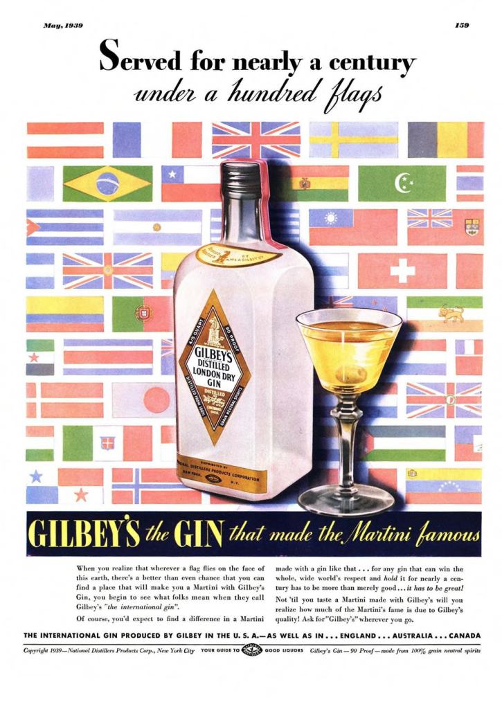 Gilbeys London Dry Gin Print Ad from Esquire Magazine, 1939, 05-May, p.159 +s