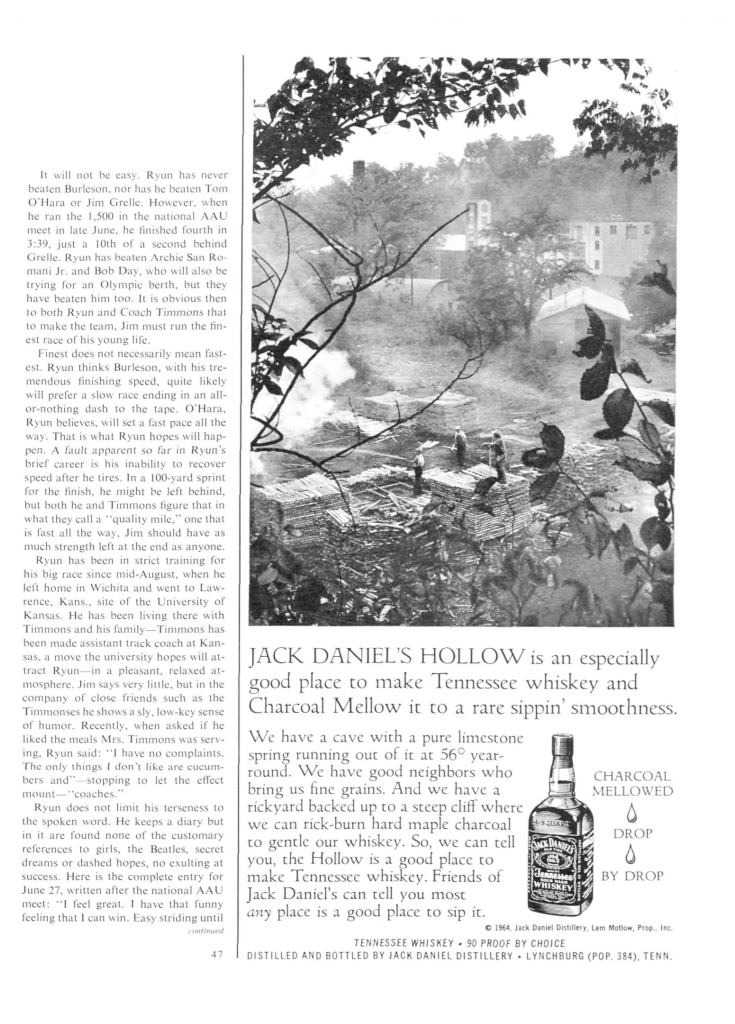 Jack Daniels Whiskey Print Ad from Sports Illustrated, 1964-09-14, p.055