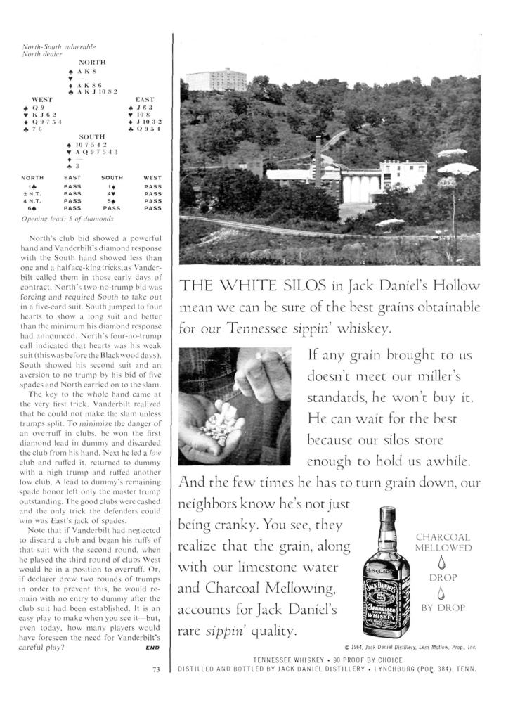 Jack Daniels Whiskey Print Ad from Sports Illustrated, 1964-10-12, p.083