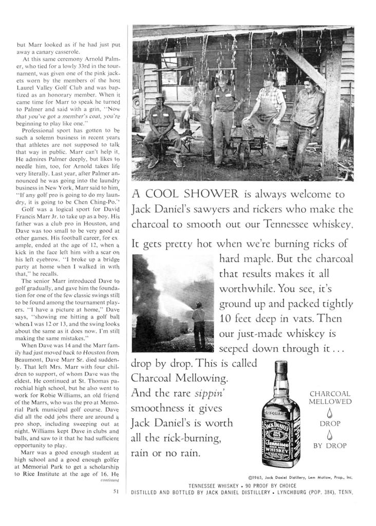 Jack Daniels Whiskey Print Ad from Sports Illustrated, 1965-09-06, p.053