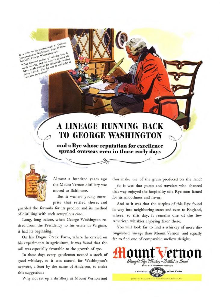 Mount Vernon, Straight Rye Whiskey Print Ad from Esquire Magazine, 1935, 09-September, p.002