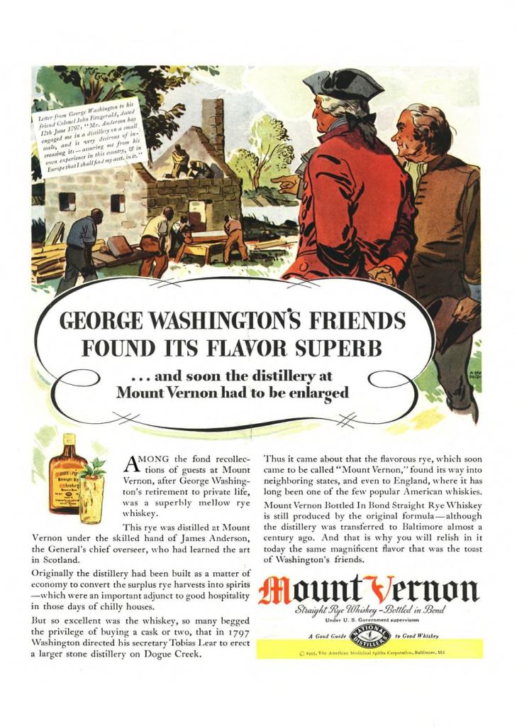 Mount Vernon, Straight Rye Whiskey Print Ad from Esquire Magazine, 1935, 10-October, p.002