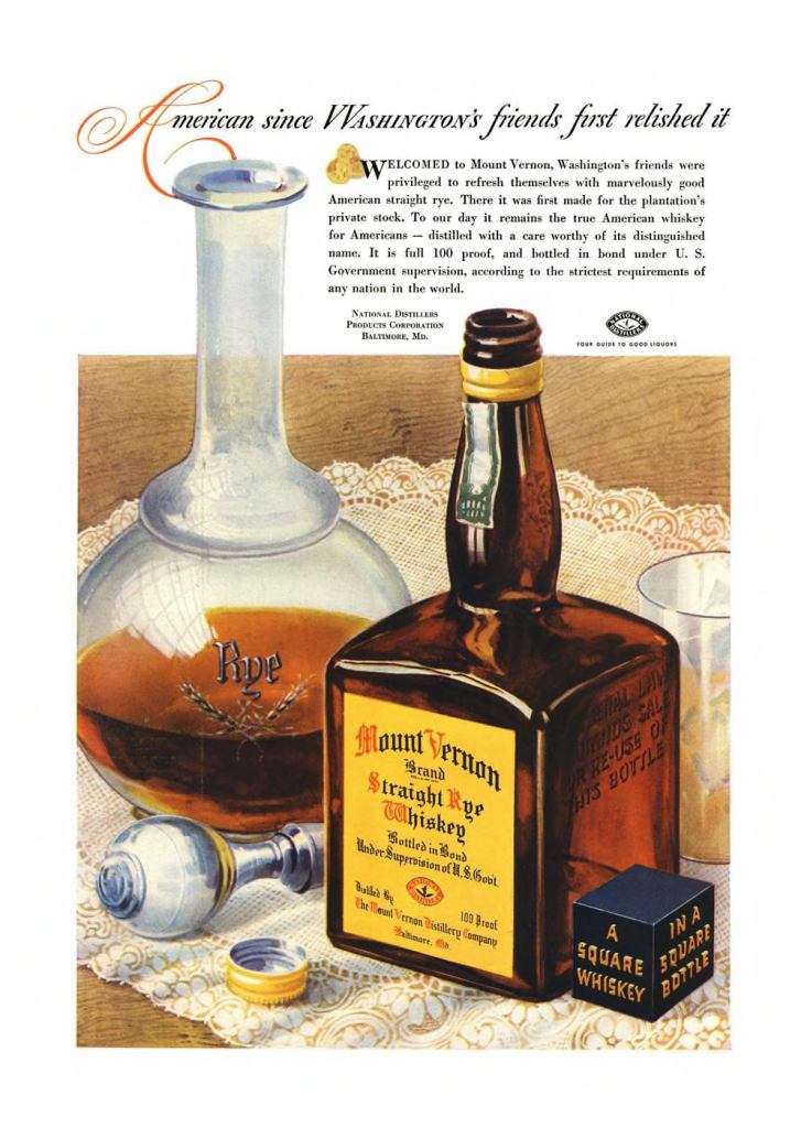 Mount Vernon, Straight Rye Whiskey Print Ad from Esquire Magazine, 1937, 03-March, p.002