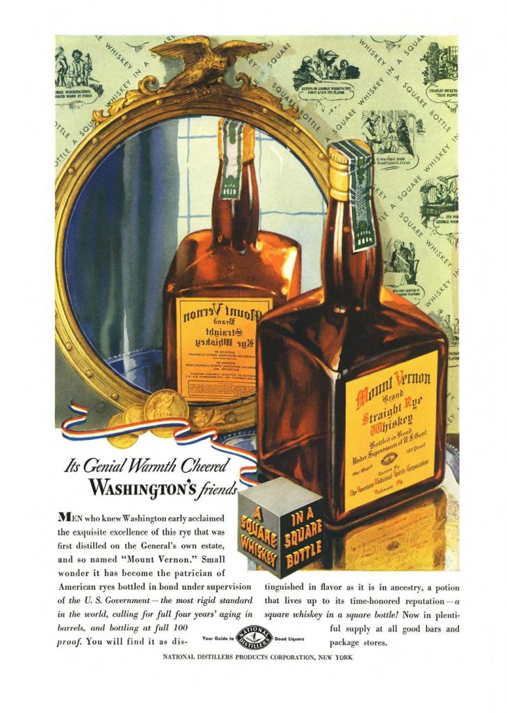 Mount Vernon, Straight Rye Whiskey Print Ad from Esquire Magazine, 1937, 04-April, p.002