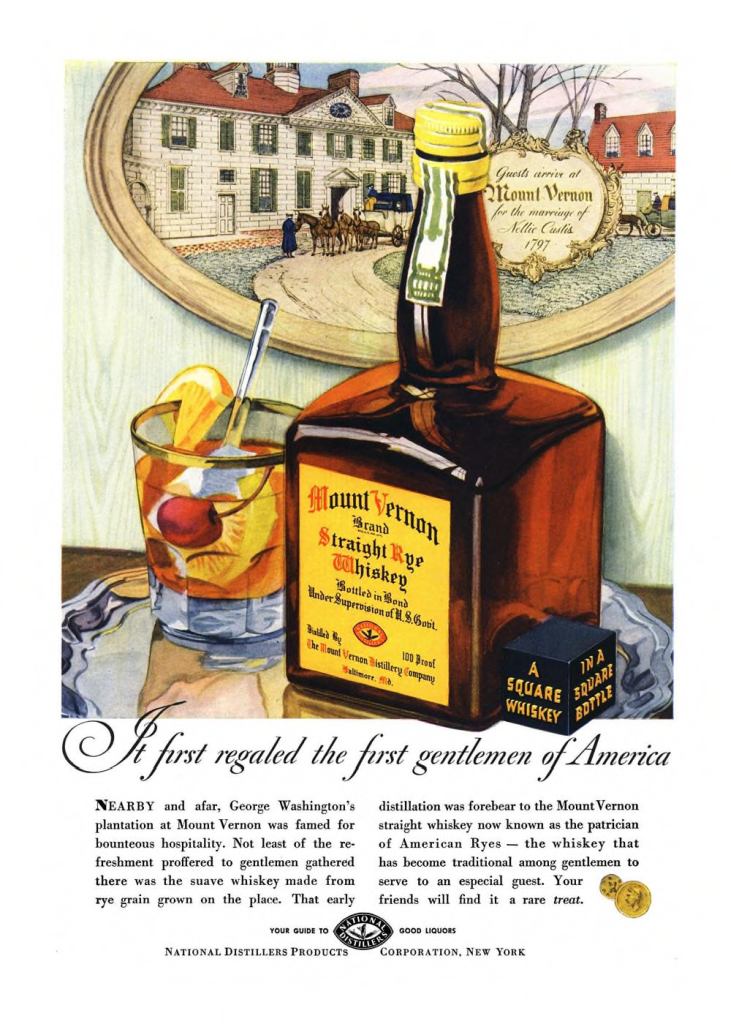 Mount Vernon, Straight Rye Whiskey Print Ad from Esquire Magazine, 1937, 06-June, p.002
