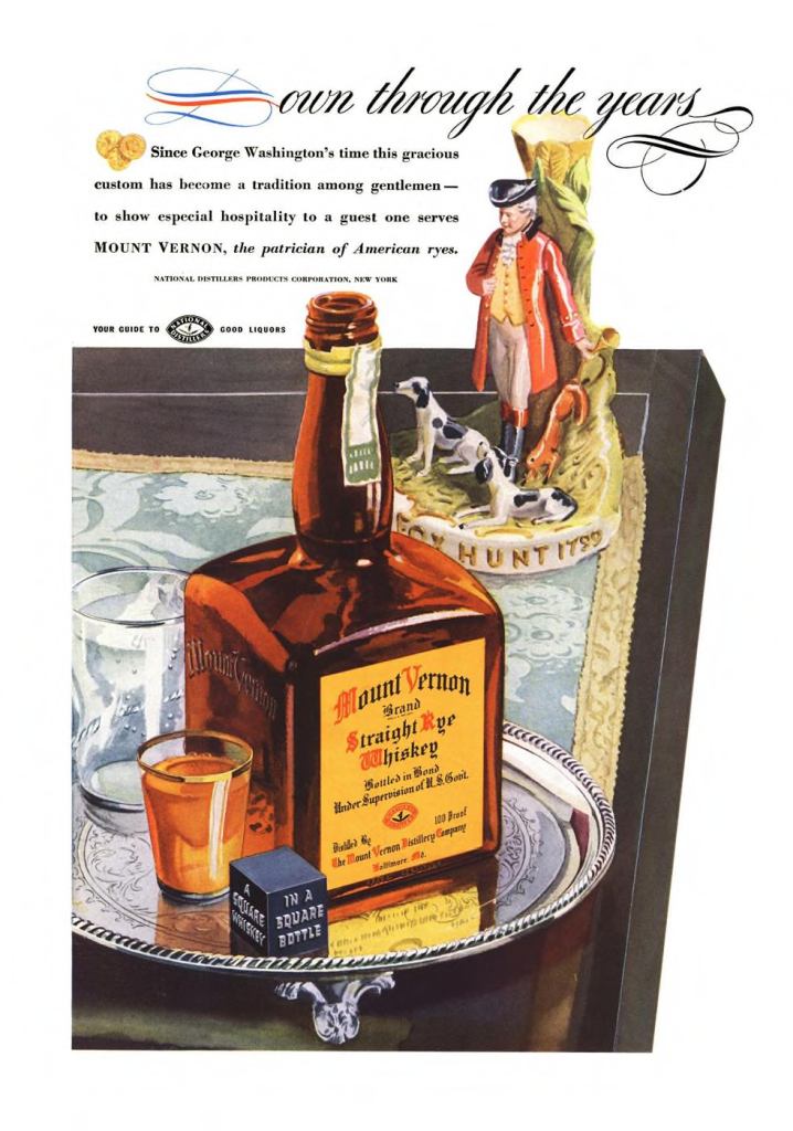 Mount Vernon, Straight Rye Whiskey Print Ad from Esquire Magazine, 1937, 09-September, p.002