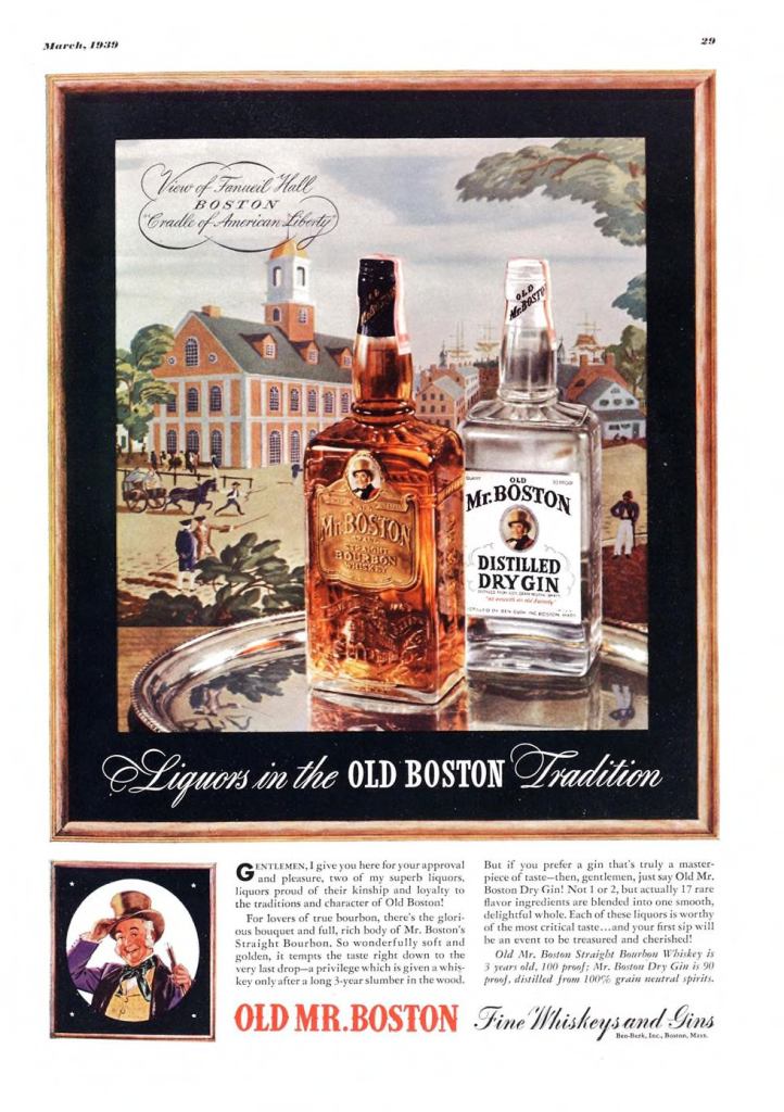 Old Mr. Boston Print Ad from Esquire Magazine, 1939, 03-March, p.029