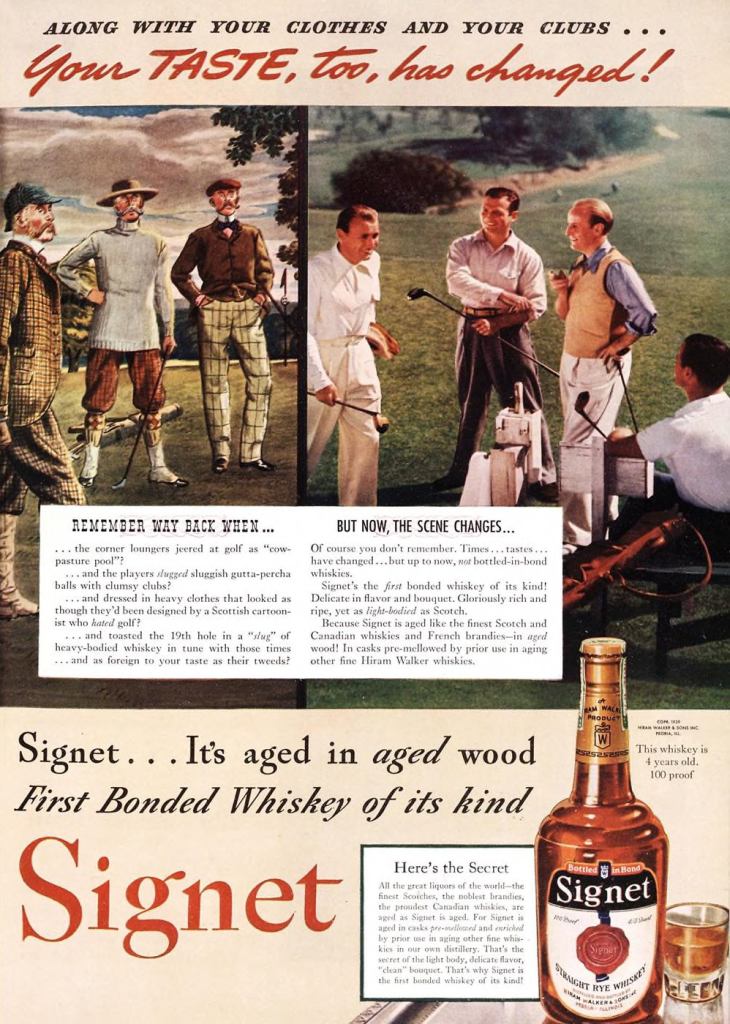 Signet, Straight Rye Whiskey Print Ad from Esquire Magazine, 1939, 06-June, p.035