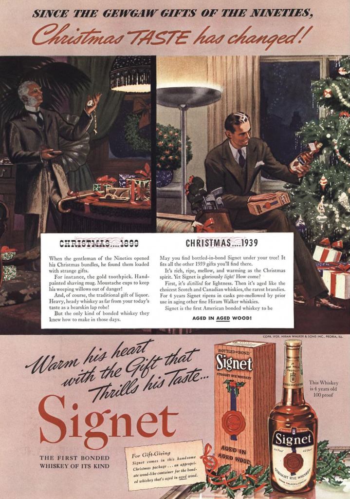 Signet, Straight Rye Whiskey Print Ad from Esquire Magazine, 1940, 01-January, p.026