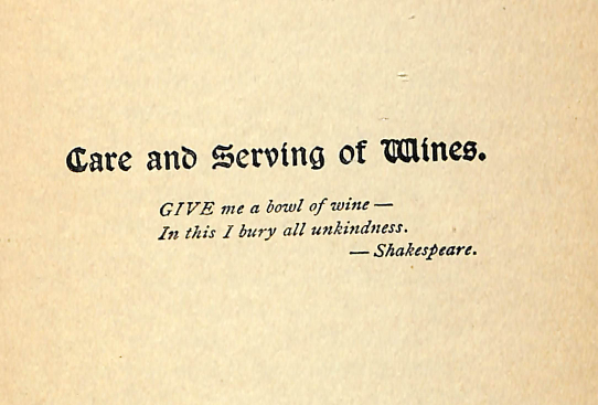 Care and Serving of Wines