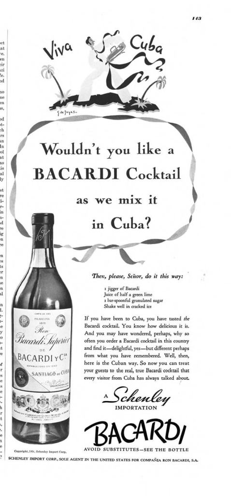 Bacardi Rum Print Ad from Esquire Magazine, 1934