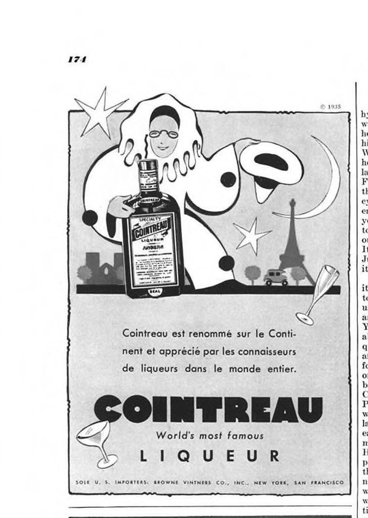 Cointreau Liqueur Print Ad from Esquire Magazine, 1935