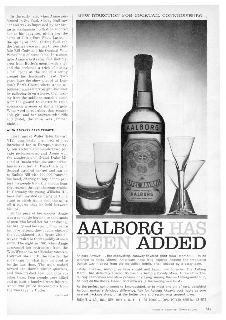 Aalborg Akvavit Ad from Sports Illustrated 1958