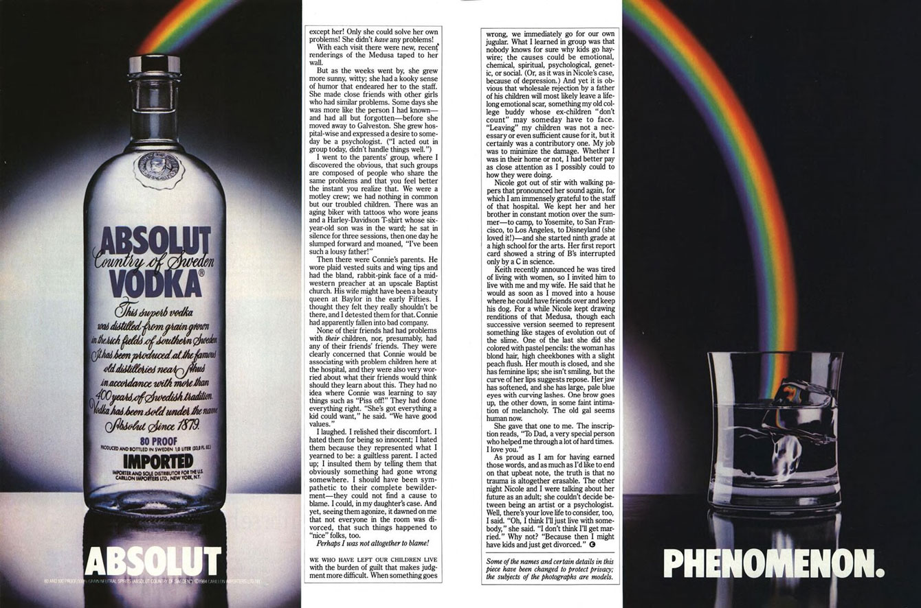 Absolut Vodka Ad from Esquire Magazine, 1985. Absolut Phenomenon.