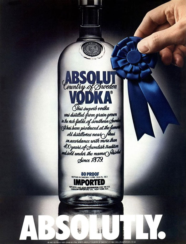 Absolut Vodka Ad from Esquire Magazine, 1985. Absolutly.