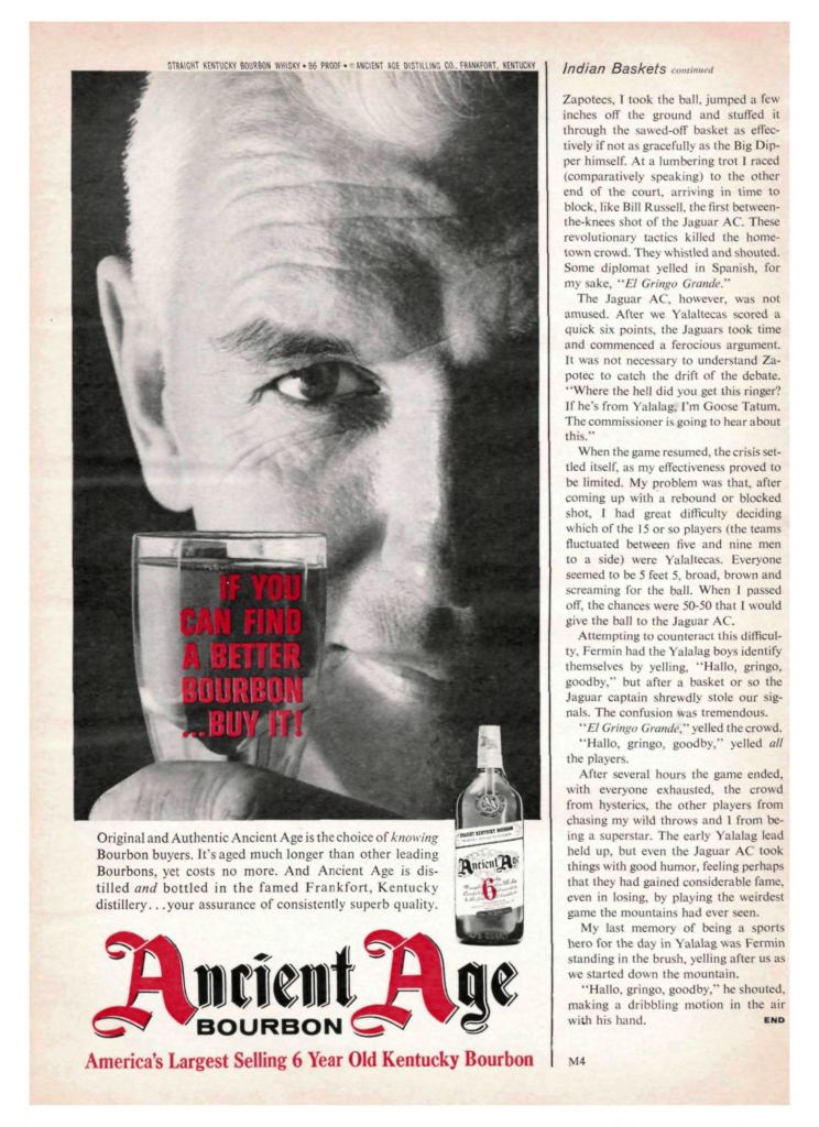 Ancient Age, Bourbon Ad from Sports Illustrated 1965