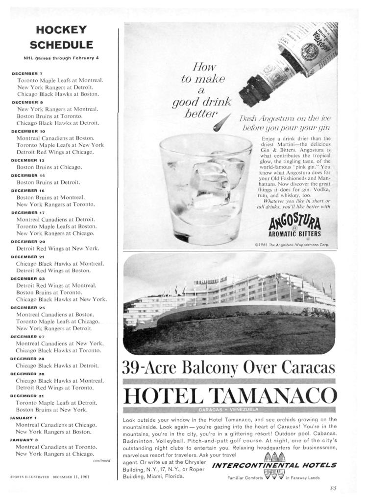 Angostura, Aromatic Bitters Ad from Sports Illustrated 1961