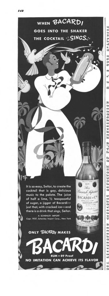 Bacardi Rum Print Ad from Esquire Magazine, 1937