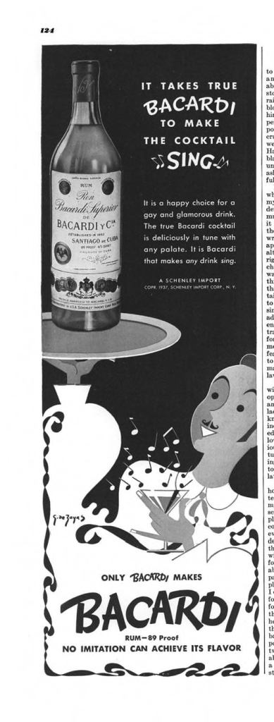 Bacardi Rum Print Ad from Esquire Magazine, 1937