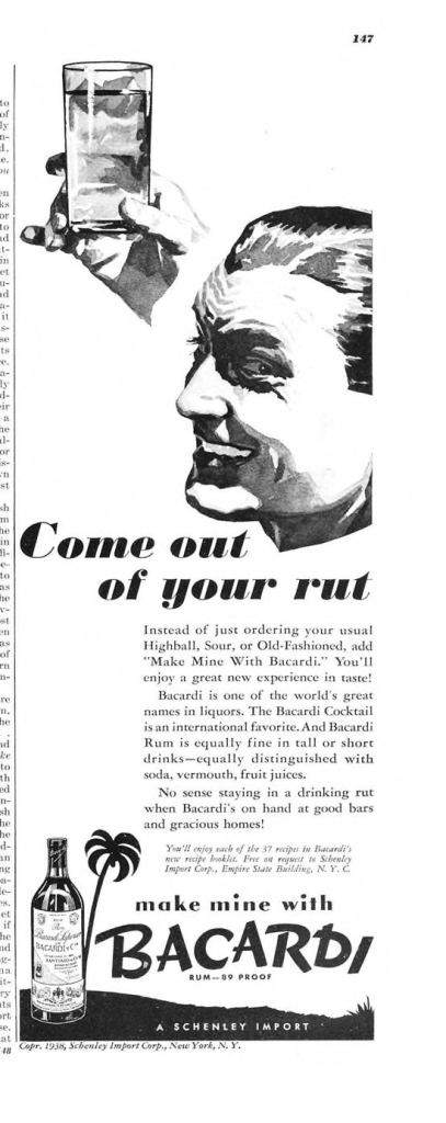 Bacardi Rum Print Ad from Esquire Magazine, 1938