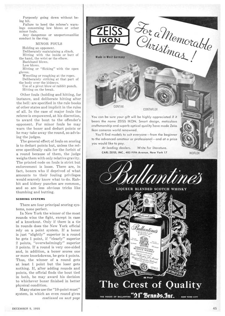 Ballantine's Scotch Whisky Ad from Sports Illustrated 1955