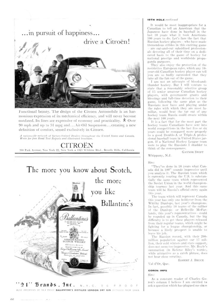 Ballantine's Scotch Whisky Ad from Sports Illustrated 1959