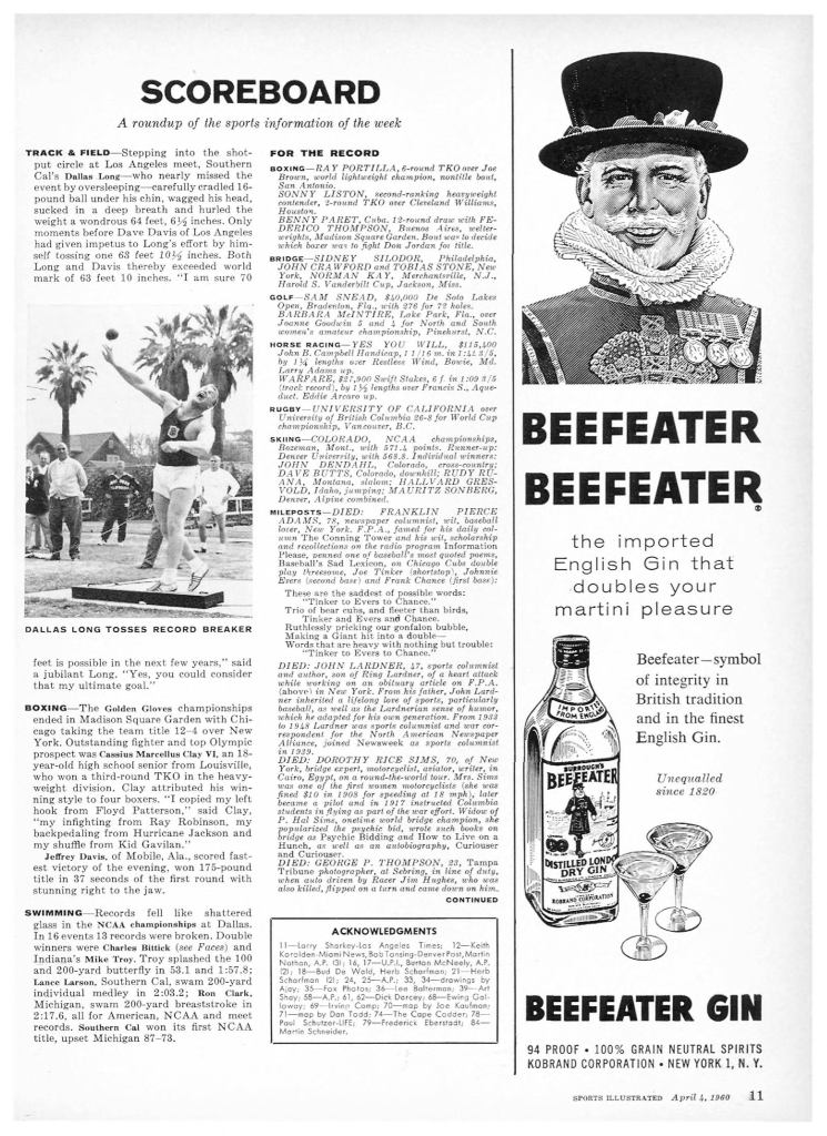 Beefeater Gin Ad from Sports Illustrated 1960