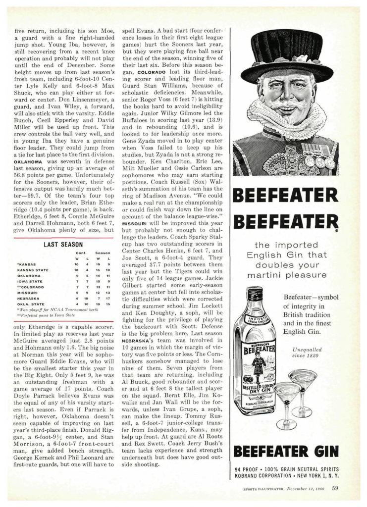 Beefeater Gin Ad from Sports Illustrated 1960-12-12 