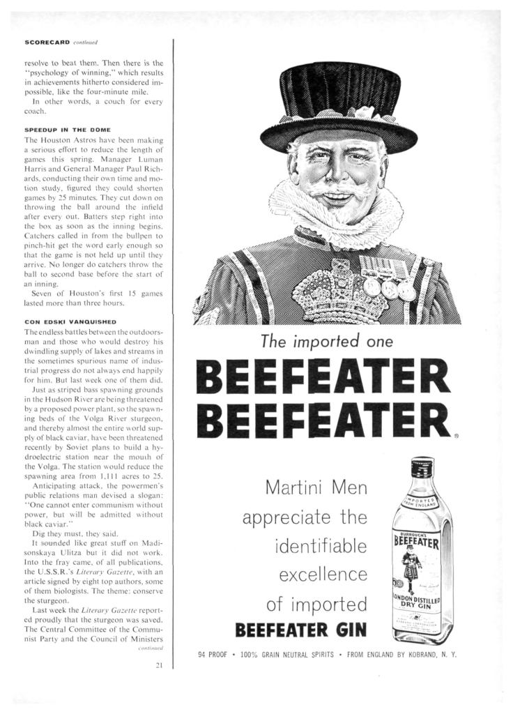 Beefeater Gin Ad from Sports Illustrated 1965